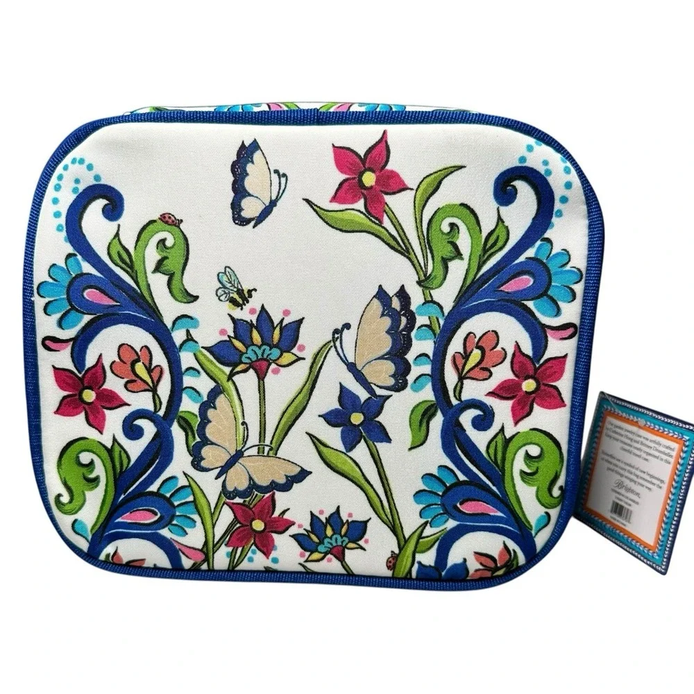 Brighton Butterfly Garden Travel Jewelry Case Floral Butterfly Zip NWT Organizer